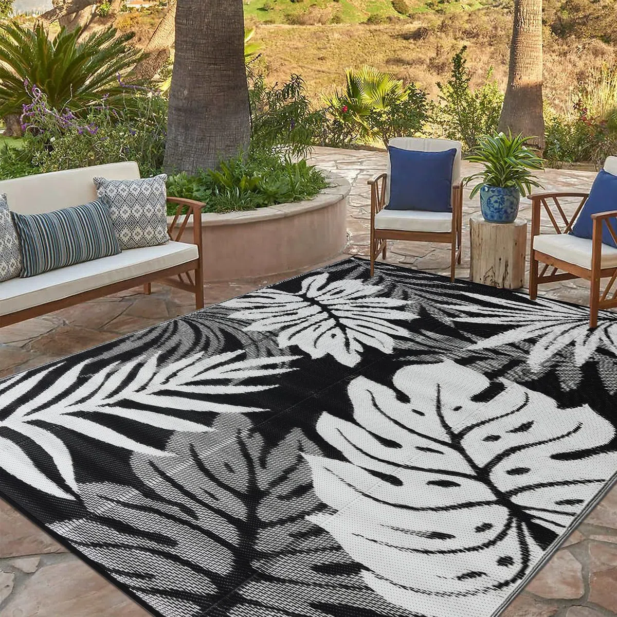 YONILE Waterproof Outdoor Rug 120x180cm, Reversible Plastic Straw Camping Carpet, Area Rugs Mats for RV, Picnic, Backyard, Deck, Balcony, Porch, Beach