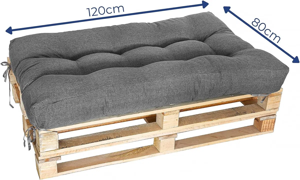 MKS Palettenkissen 120 x 80 | Outdoor-Palettenkissen mit Spanngurten passend zur Palette | Balkon-Sofa-Wasserdicht | Balkon-Palettenmöbel | Europaletten-Sitzkissen | Outdoor- Bankauflage