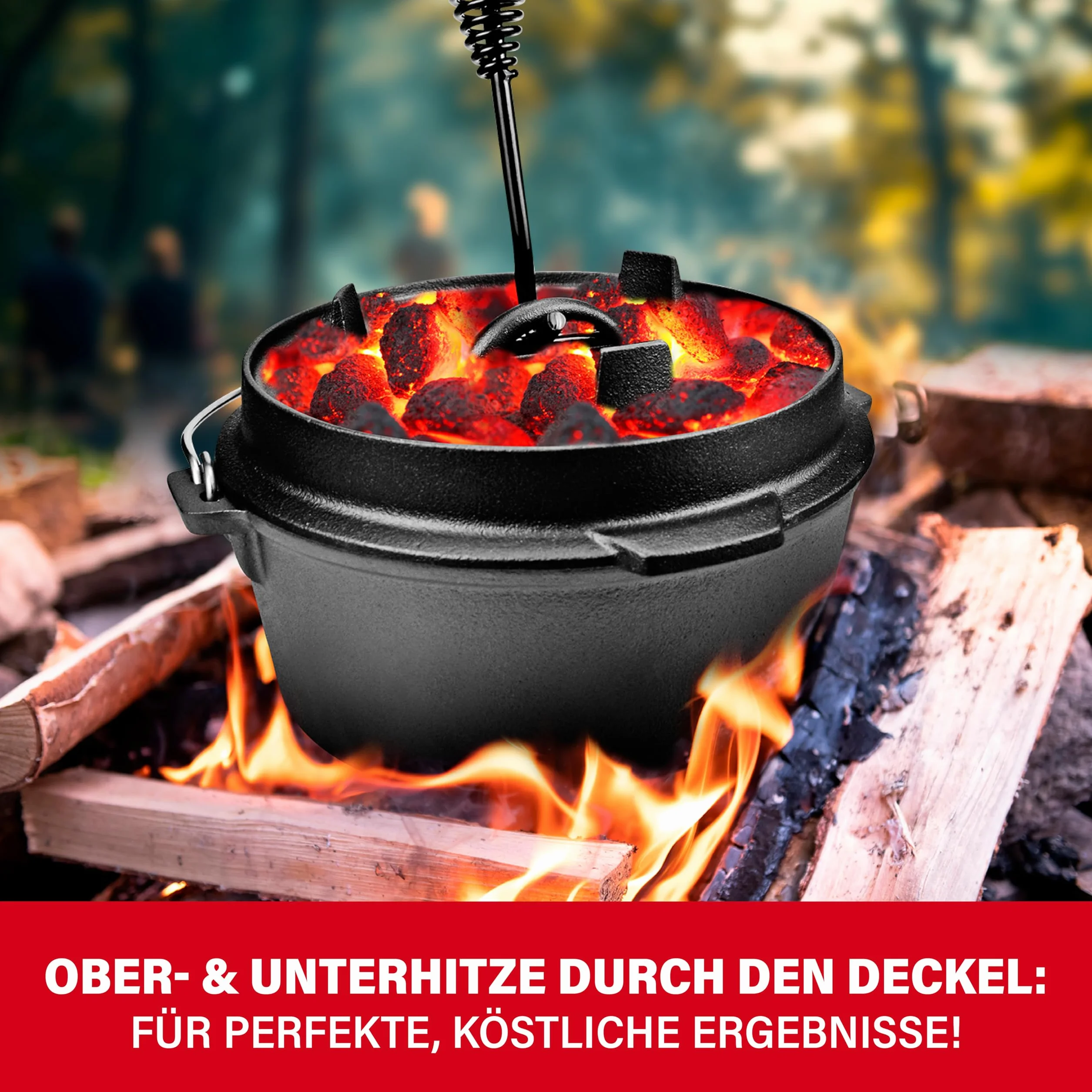 BBQ BOSS Dutch Oven [5L Kapazität] Gusseisen – Topf – Schmortopf – cast iron – Feuertopf – Gulaschkessel – Mit Deckel