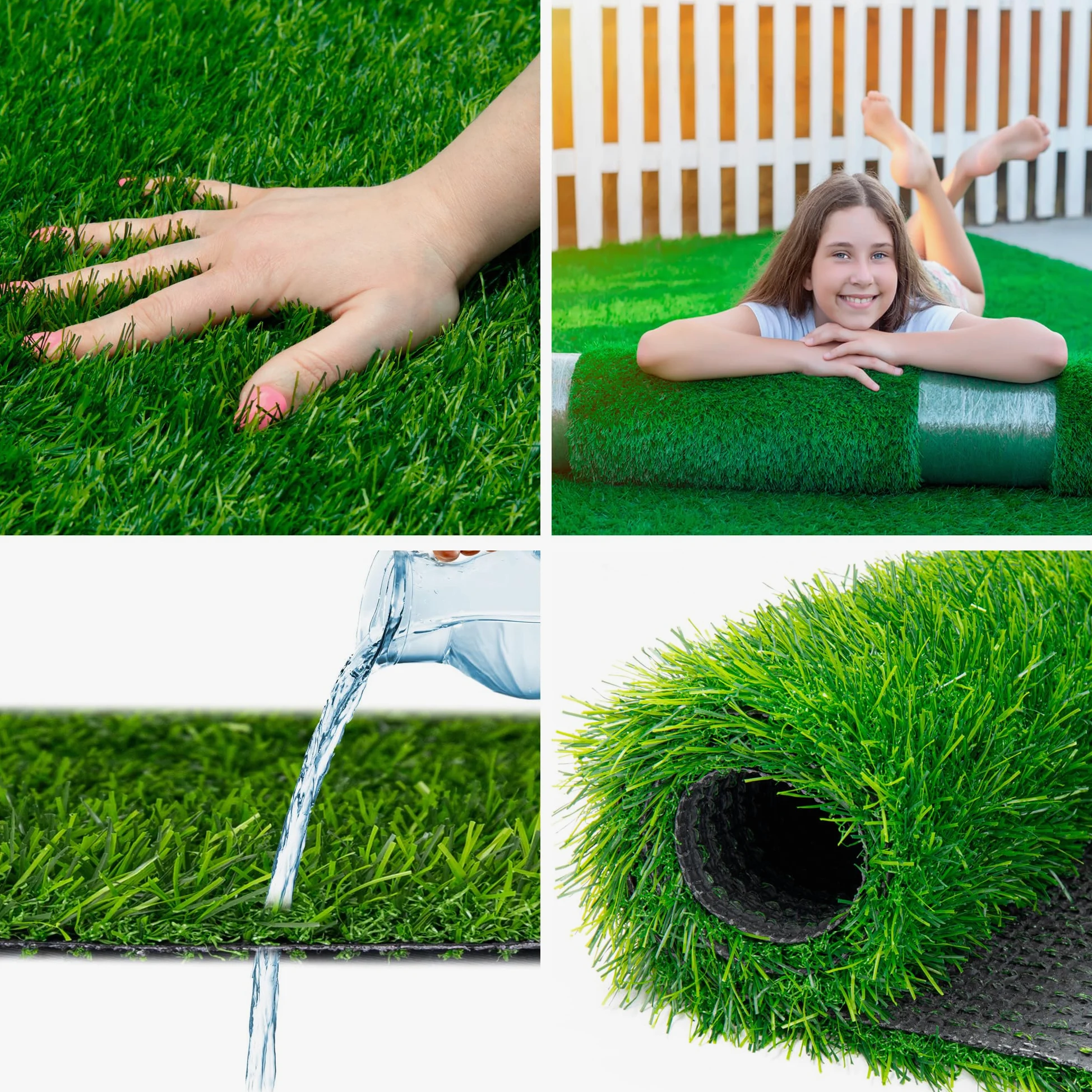 Mazovia Premium Kunstrasen 30 mm für Garten Balkon Terrasse Wintergärten - Outdoor - Wasserdurchlässig UV-beständig Einfach zu reinigen - 200 x 100 cm - Grün 30 MM