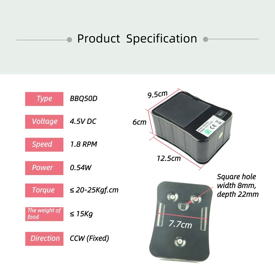 CHANCS 4,5V DC Grillmotor Rotisserie-Zubehör Teile 20kg 3 AA-Batterie für Grillgeräte im Freien Feste Lenkung