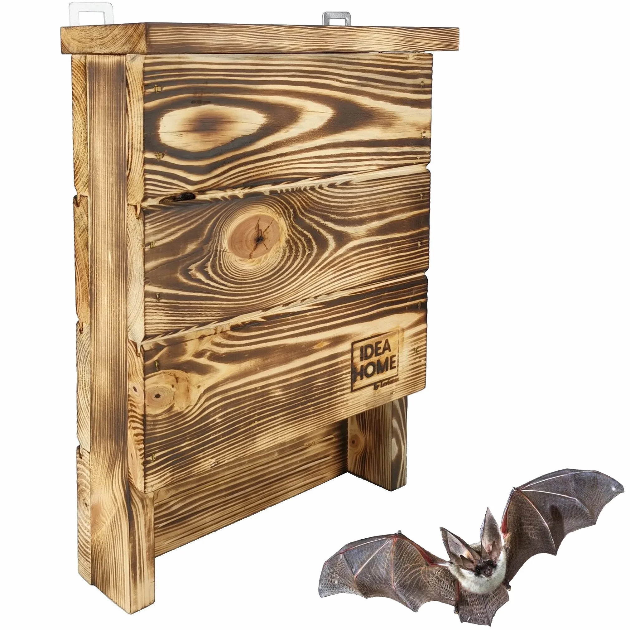 Leviatan IDEA HOME CHIROPTERA Fledermauskasten aus Massiv-Holz - fertig montiert, Nistkästen, wetterfest, unbehandelt, Fledermaus-Haus & Nistkasten für Fledermäuse sowohl Sommer- & Winterquartier