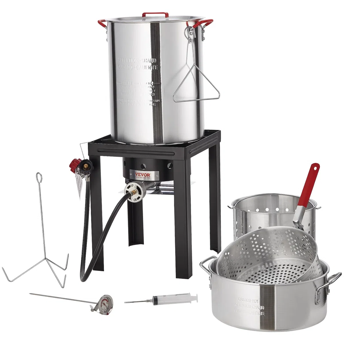 VEVOR Truthahn-Fritteuse 30 Quart Aluminium Frittiertopf 54.000 BTU Propangaskessel mit Körben
