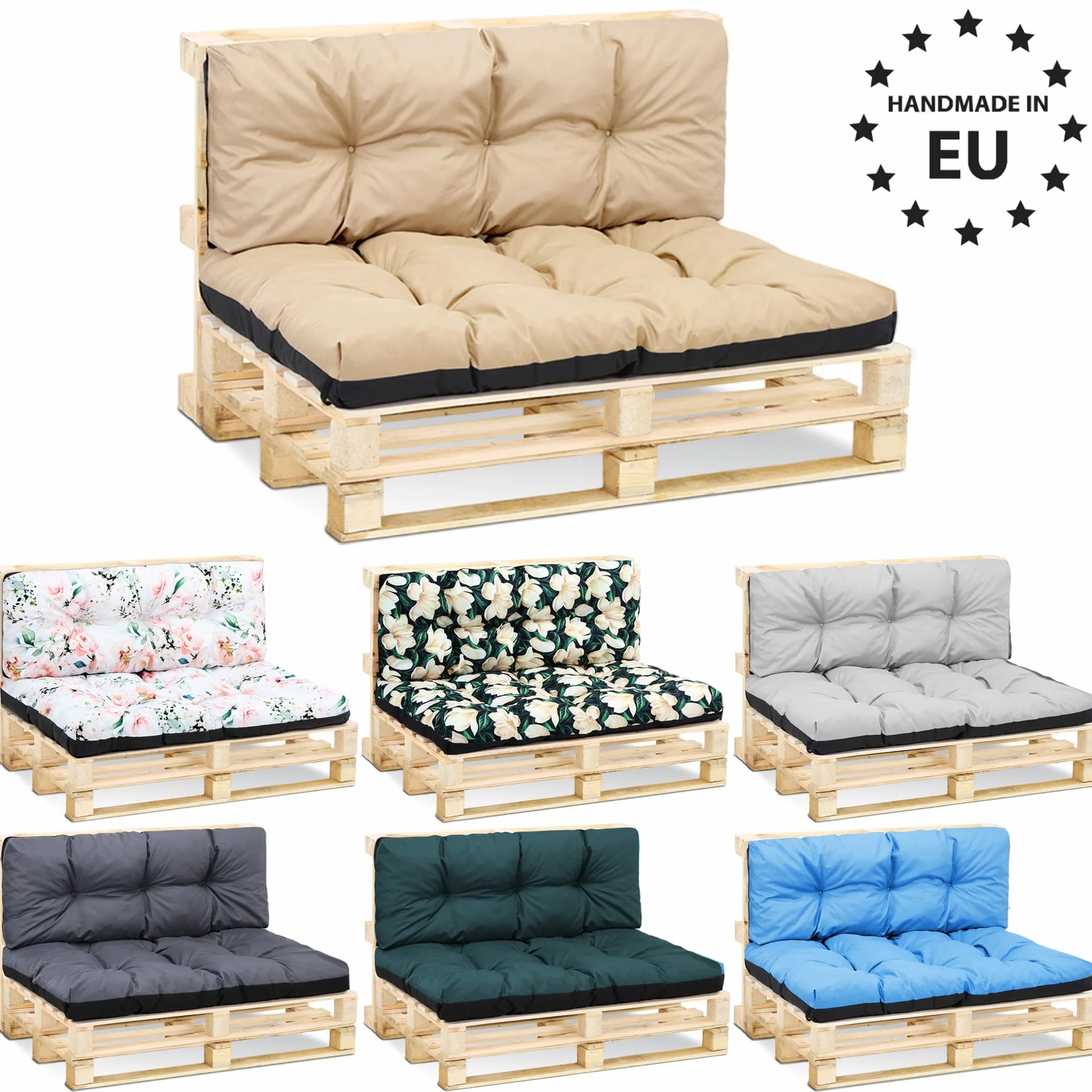 Amazinggirl Palettenkissen Outdoor Kissen Rückenkissen 120x40 cm - Auflagen für Paletten Europaletten Palettensofa und Palettenmöbel Palettenpolster 120 x 40 Beige
