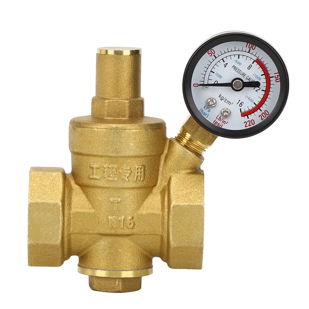 DN25 Wasserdruckregler, Wasserdruckregler 1 Zoll Druckregler Ventil Messing Einstellbarer Wasserdruckminderer Reduzierer Manometer Meter
