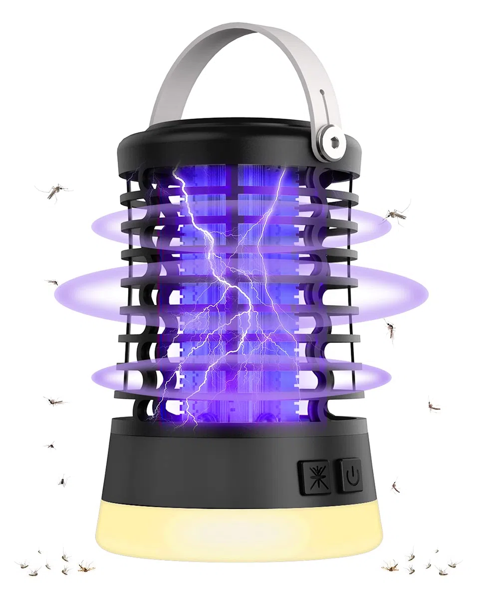 Insektenvernichter Elektrisch Mückenschutz Fliegenfalle, Wasserdicht IPX6, Mückenlampe mit USB-C Ladung für Camping Garten Balkon Schlafzimmer, Mückenfalle mit Aufhängehaken