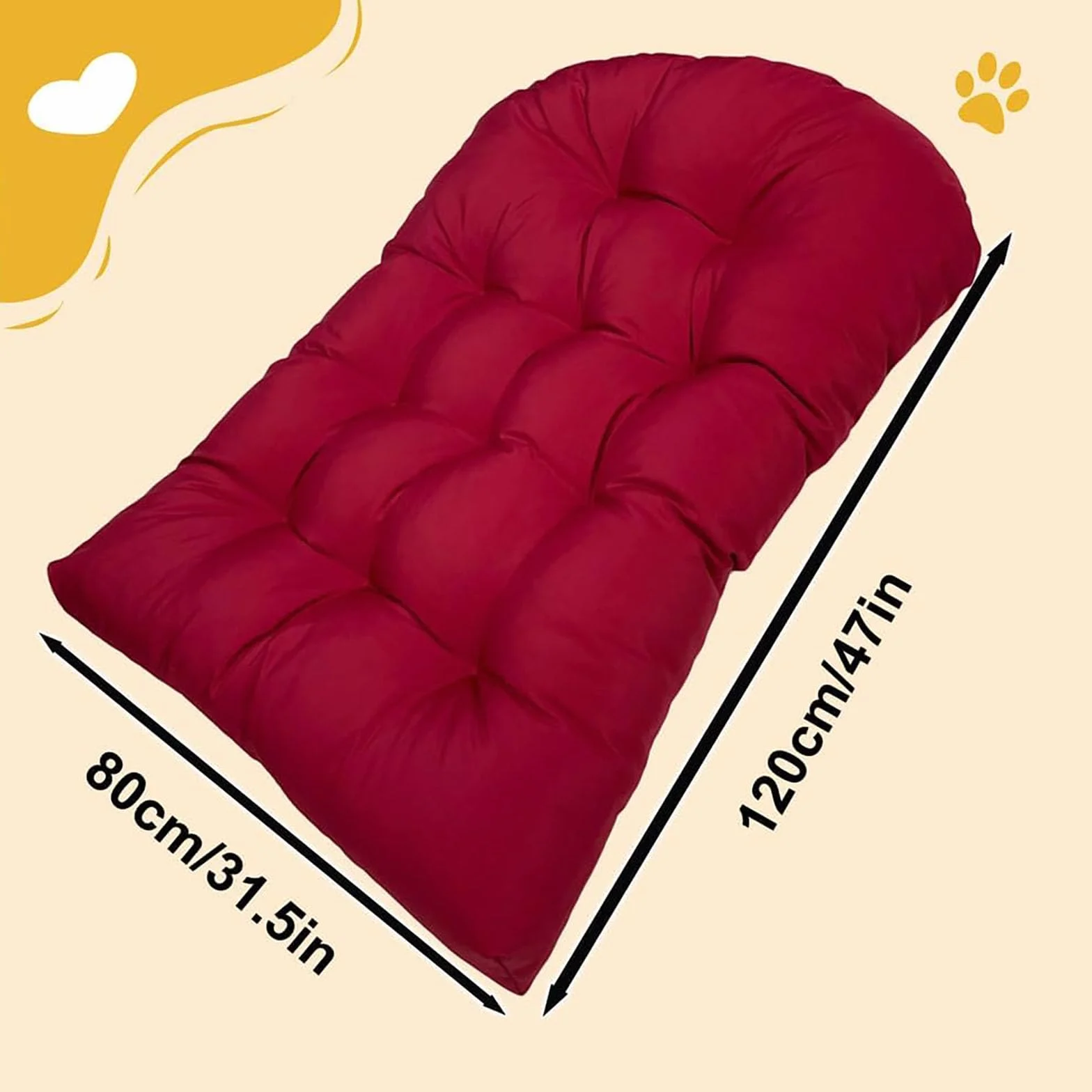 Generisch Hängesessel Auflage Kissen Sitzauflage, Ersatzkissen für Garten Polster Hängeschaukel Outdoor Waschbar Schaukelstuhl Sitzkissen für Hängekorb Hängestuhl Korb Rückenkissen,Weiß