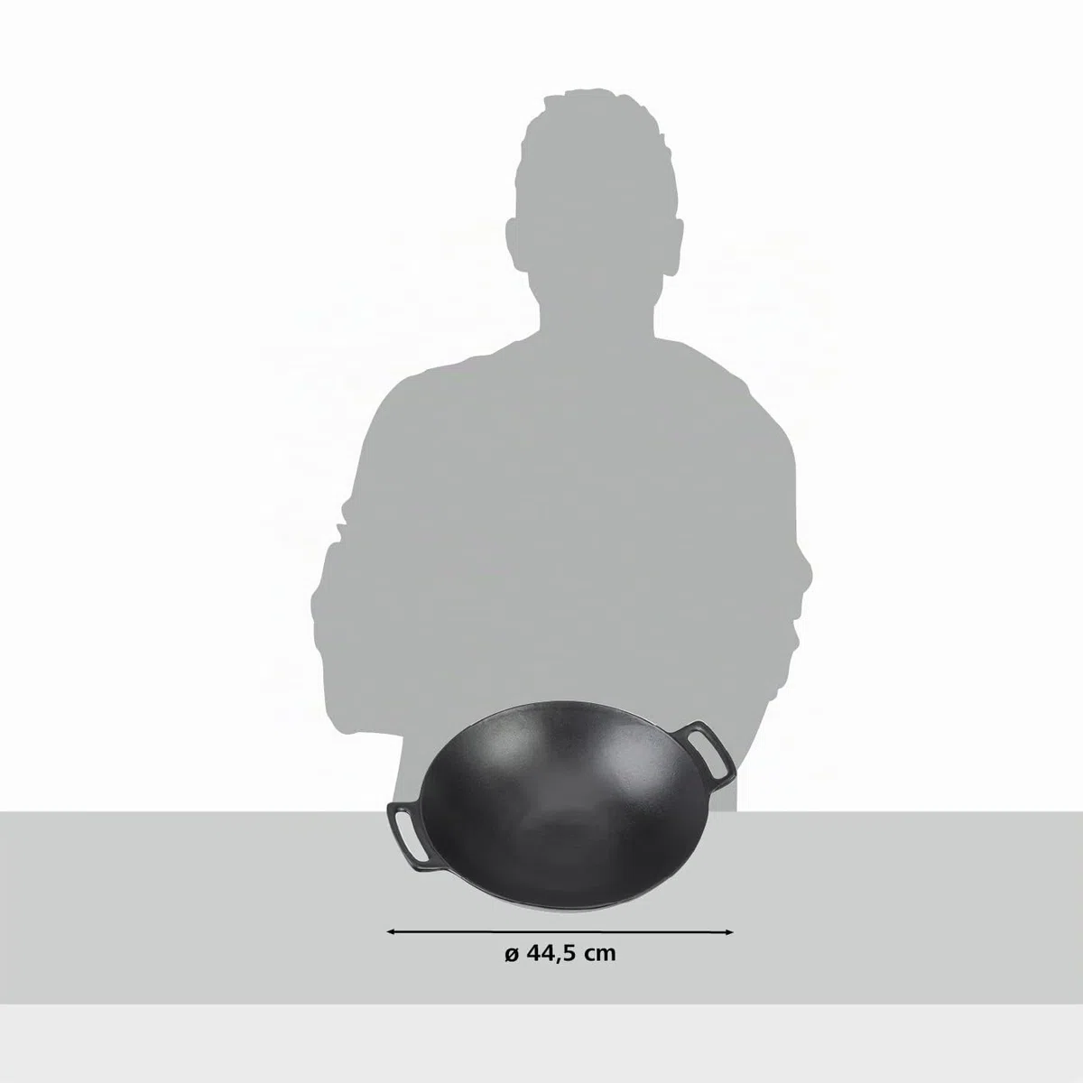 Landmann Grillwok | Hochwertiger Wok aus emailliertem Gusseisen (Ø 36 cm) | Optimale Hitzeverteilung und Hitzespeicherung | Mit abgeflachten Boden passend für Grillroste | 38 x 46 x 13,5 cm [Schwarz]