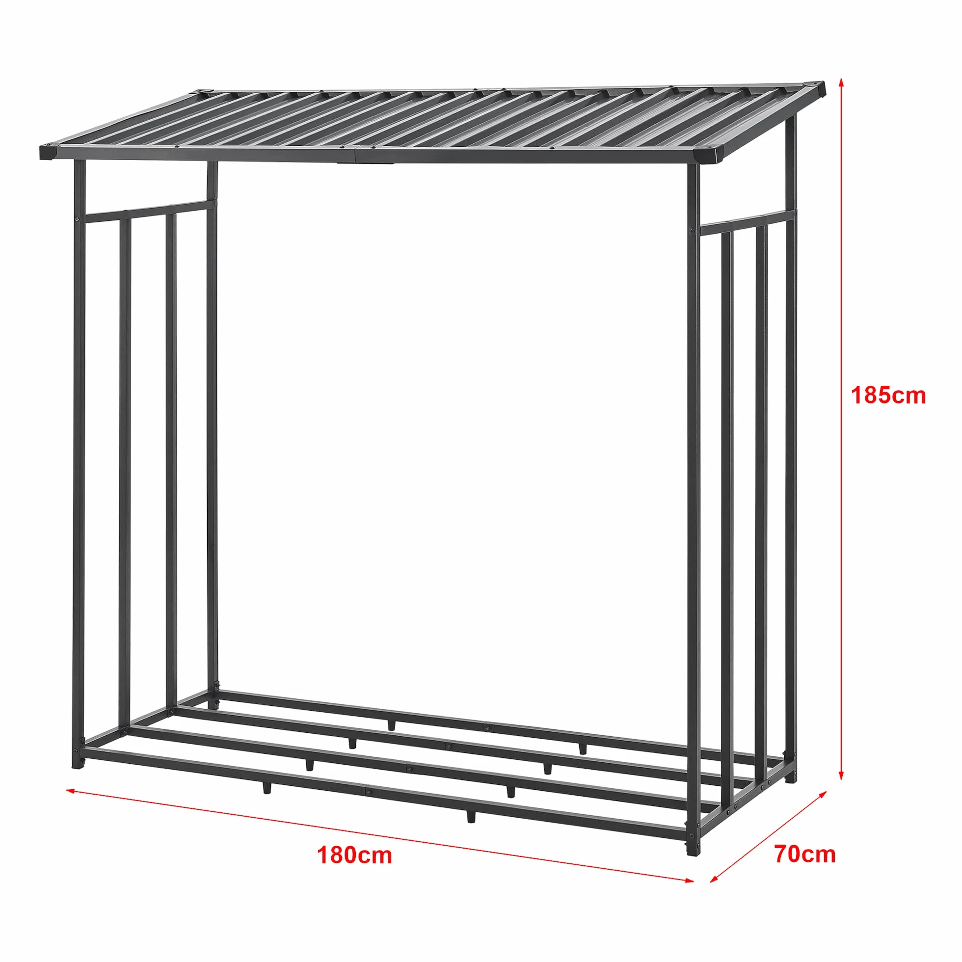 Kaminholzregal Yakutat Brennholzunterstand außen Metall 185 x 180 x 70 cm Schwarz