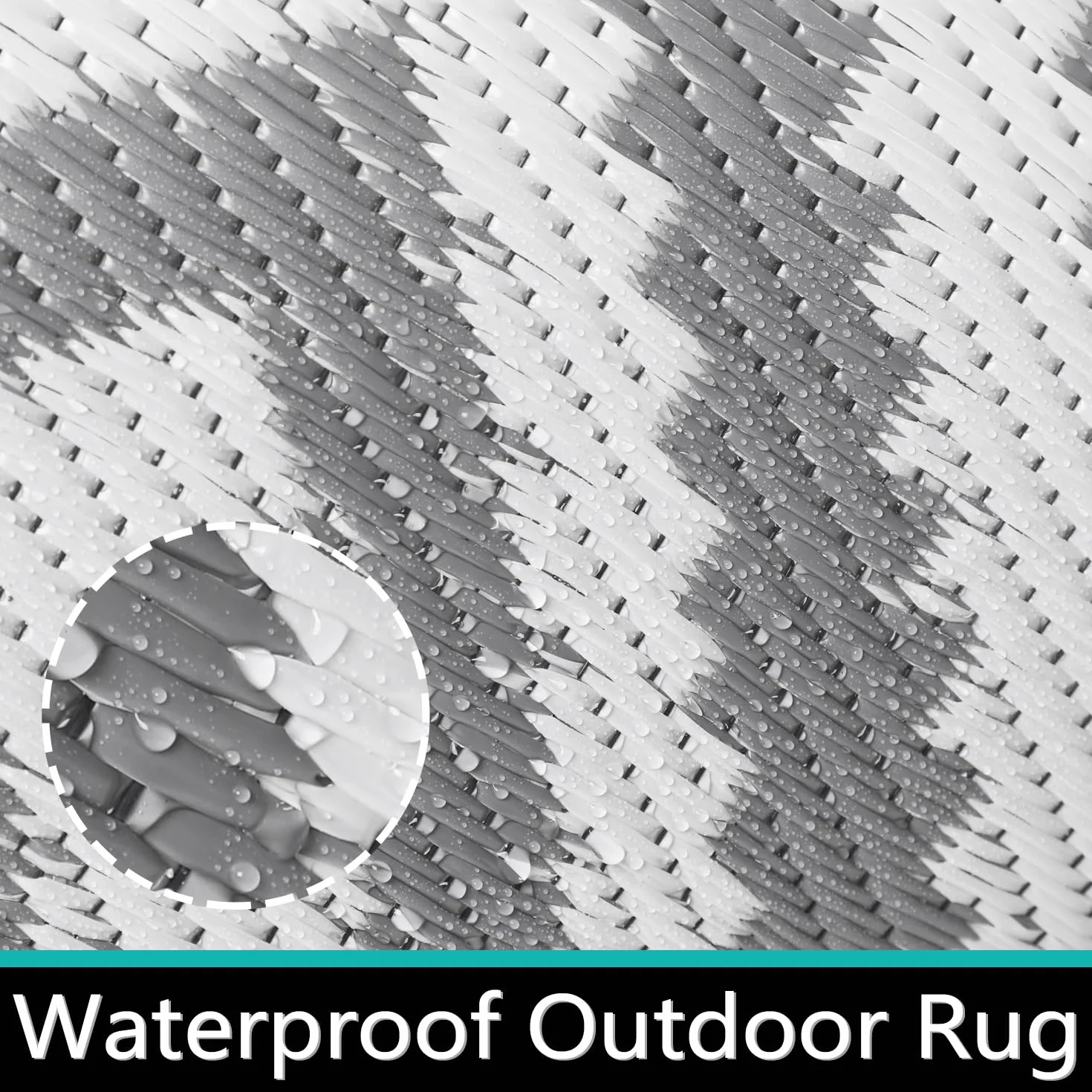 Famibay Outdoor Teppich Wetterfest Outdoor Teppich Balkon Camping Wasserfest Grau Kunststoff Wendbar Leicht Outdoorteppich für Terrasse Garten Balkon Camping Innen Außen