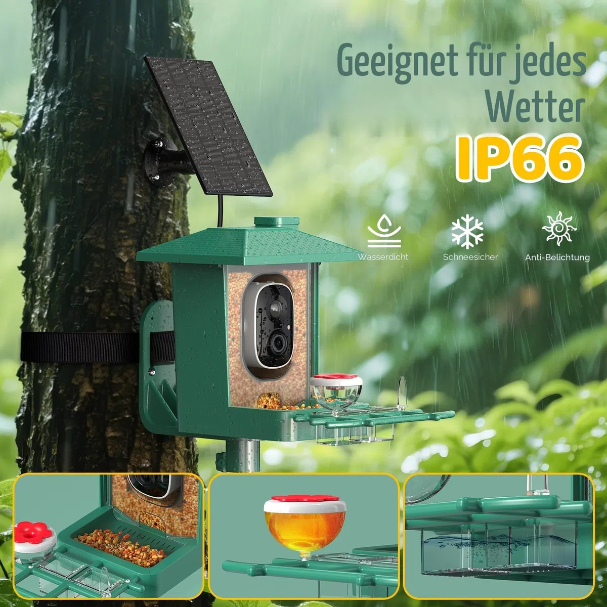 Vogelhaus mit Kamera Outdoor Solar Vogelfutterspender: 2K WLAN Vogelfutterhaus Wetterfest IP66 - Geschenke FüR Vogelliebhaber Ai Verfolgung EichhöRnchensicher - Bird Feeder Camera