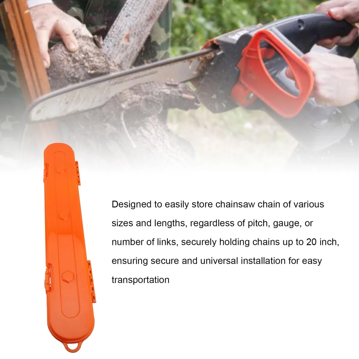 Kettensägenkettengehäuse für Kettensägenketten Unter 20 Zoll Kettensägen -Kettenspeicher Hülle Tragbarer Kettensägenhalterkettenorganisator (ORANGE)