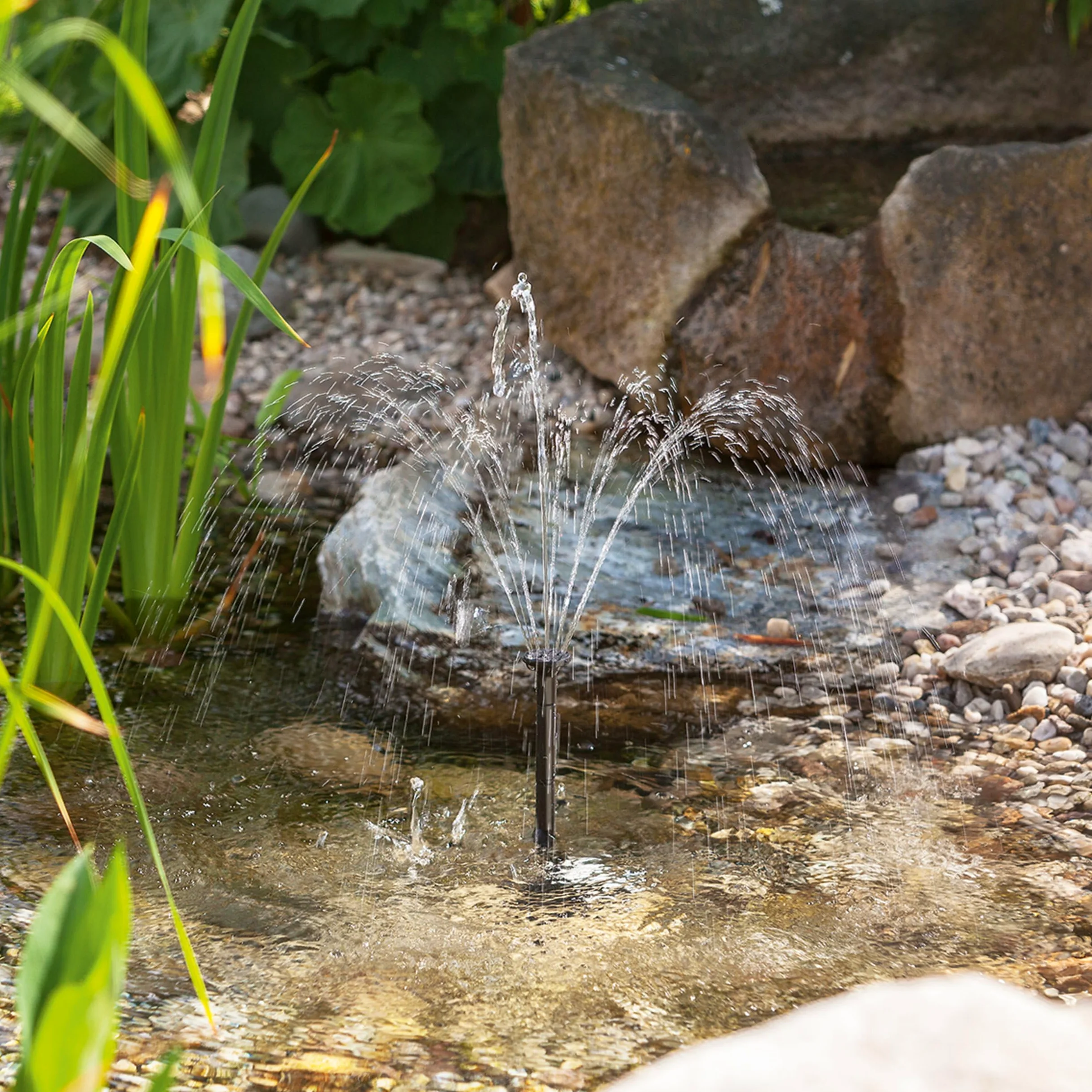 esotec Solar Teichpumpenset 5/250 mit 5 W Solarmodul, Solarbrunnen, Wasserspiel Garten, Solarteichpumpe, Springbrunnen 101763