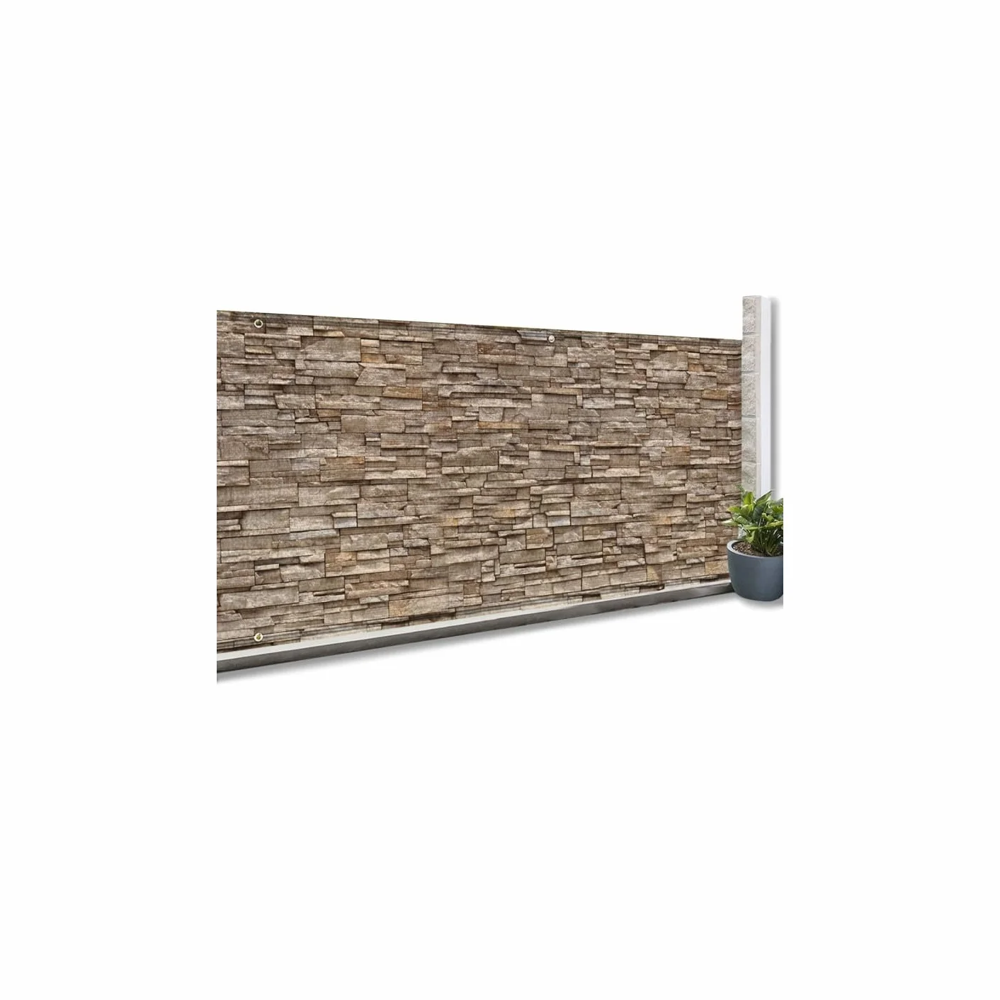 IDMarket - Sichtschutz verdunkelnd 1,5 x 10 M Steinmuster Braun 160 g/m²