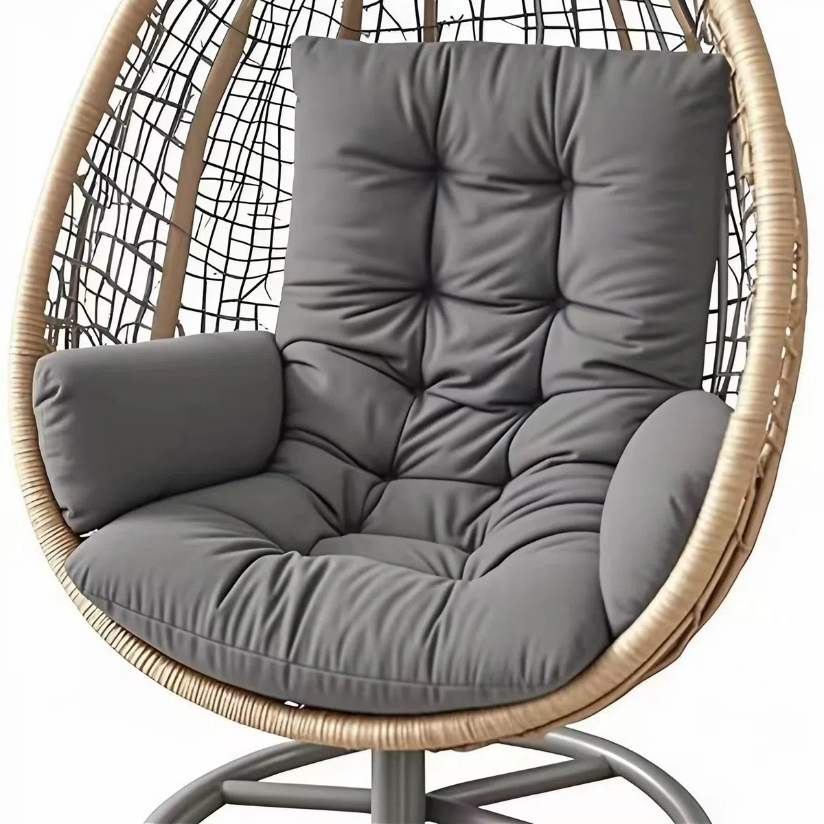Verdicktes Polyester-Kissen mit Rückenlehne für Hängesessel, Garten-Cocoons und Eierstühle - Bequemes Sitzpolster(Dark Gray)