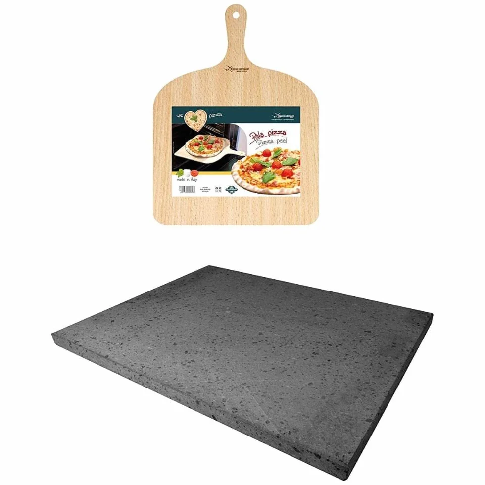 MAAJ Eppicotispai Pizza-Set mit Kochstein und Pizzaschieber, Silber
