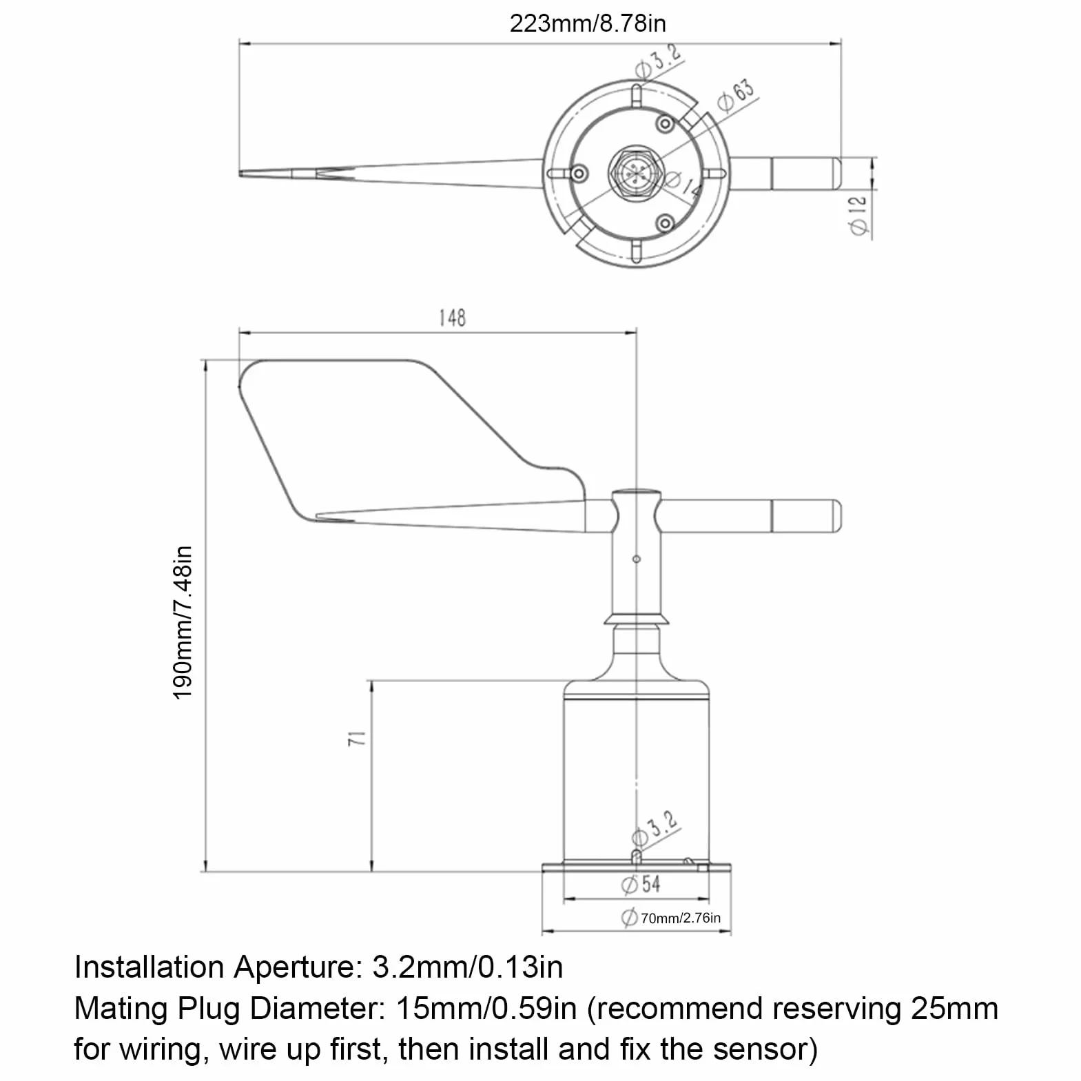 360-Grad-Windrichtungssensor, Anemometergehäuse, DC 5 V, Präziser Anemometersensor für Gewächshäuser
