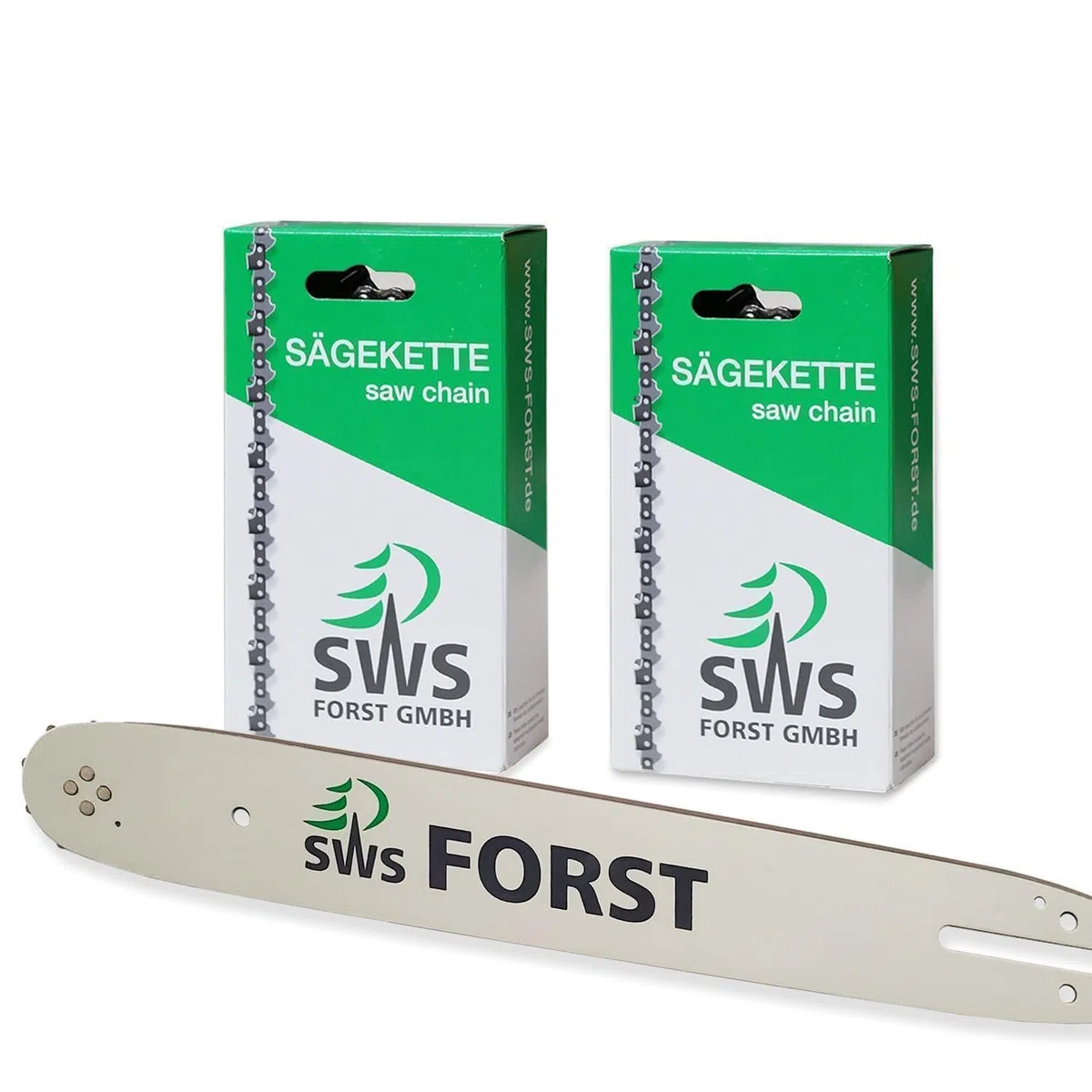 50cm SWS Forst GmbH Schwert Set mit 2 Vollmeißel Sägeketten 3/8 72TG 1,5mm kompatibel mit Husqvarna 572XP