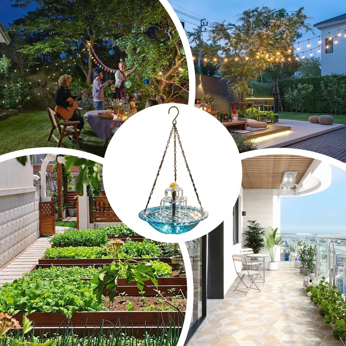 Solar-Vogeltränke – Garten-Wasserbrunnen mit Solarpumpe, dekorative Vogelbadeschale für Terrasse, Hinterhof, Vorhof, Balkon, Deck, Hof, Park, Gärtner, Hausbesitzer,