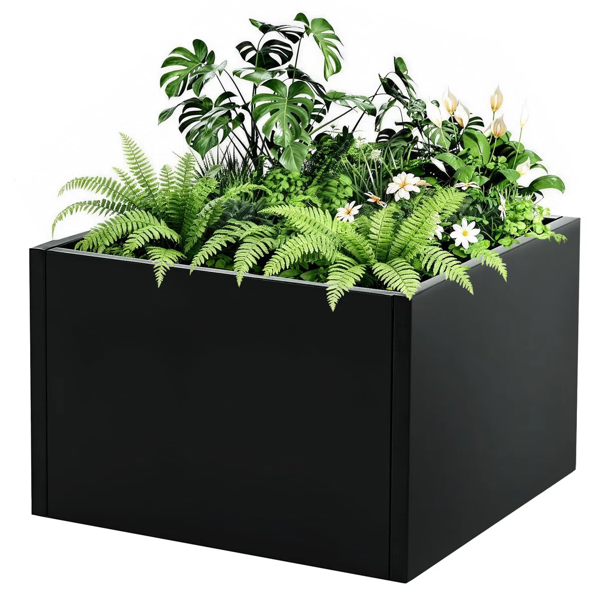 Hochbeet Metall 46x46x30cm—mit Ablaufboden, Hochbeete für Garten aus robustem Stahlblech mit stabilem Design, Rostschutz und Langer Haltbarkeit – Ideal für Gemüse, Kräuter & Blumen,Schwarz