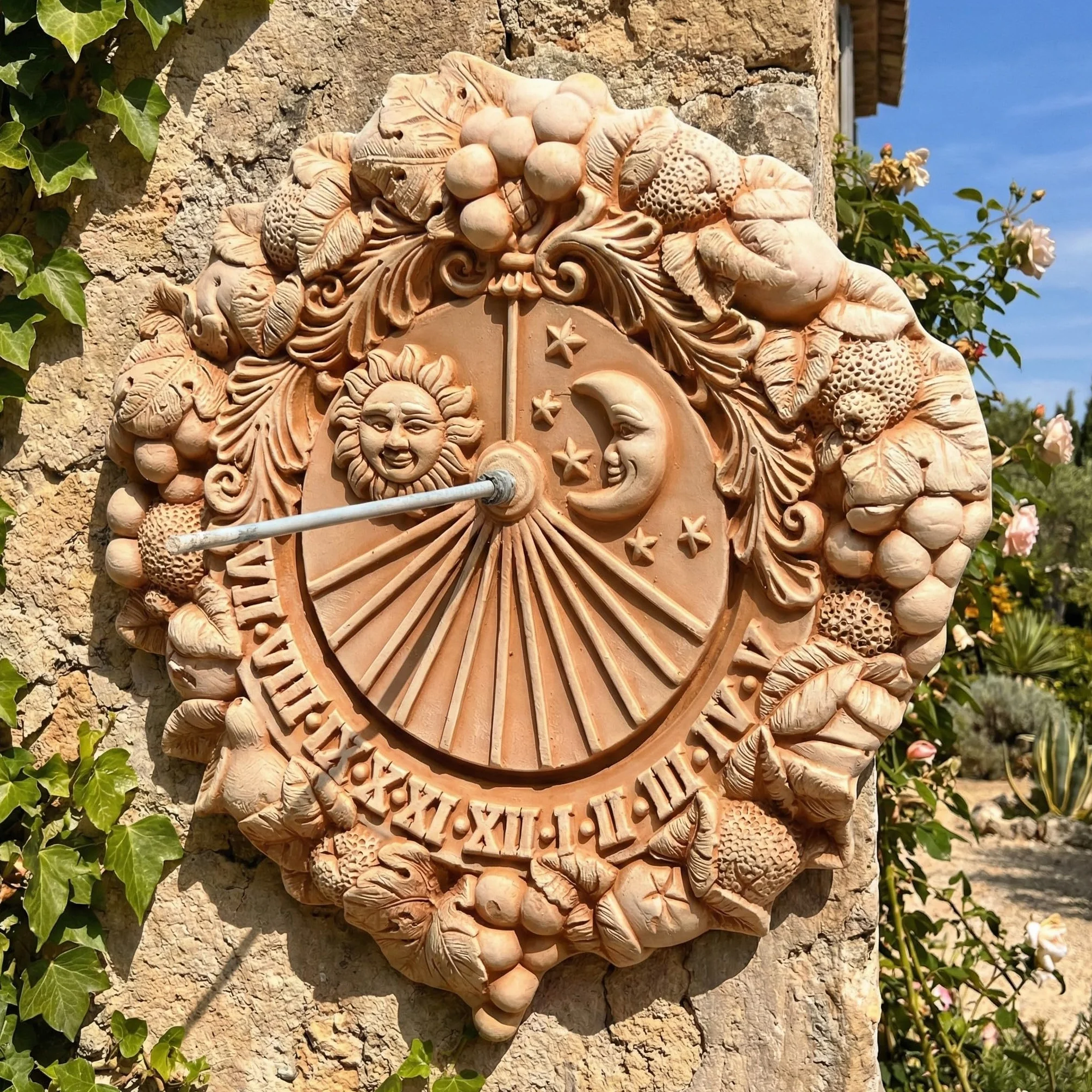 Teramico Deko Sonnenuhr Meridiana aus italienischem Terrakotta frostfest und witterungsbeständig QUALITÄTSWARE Handarbeit (Meridiana 35cm)