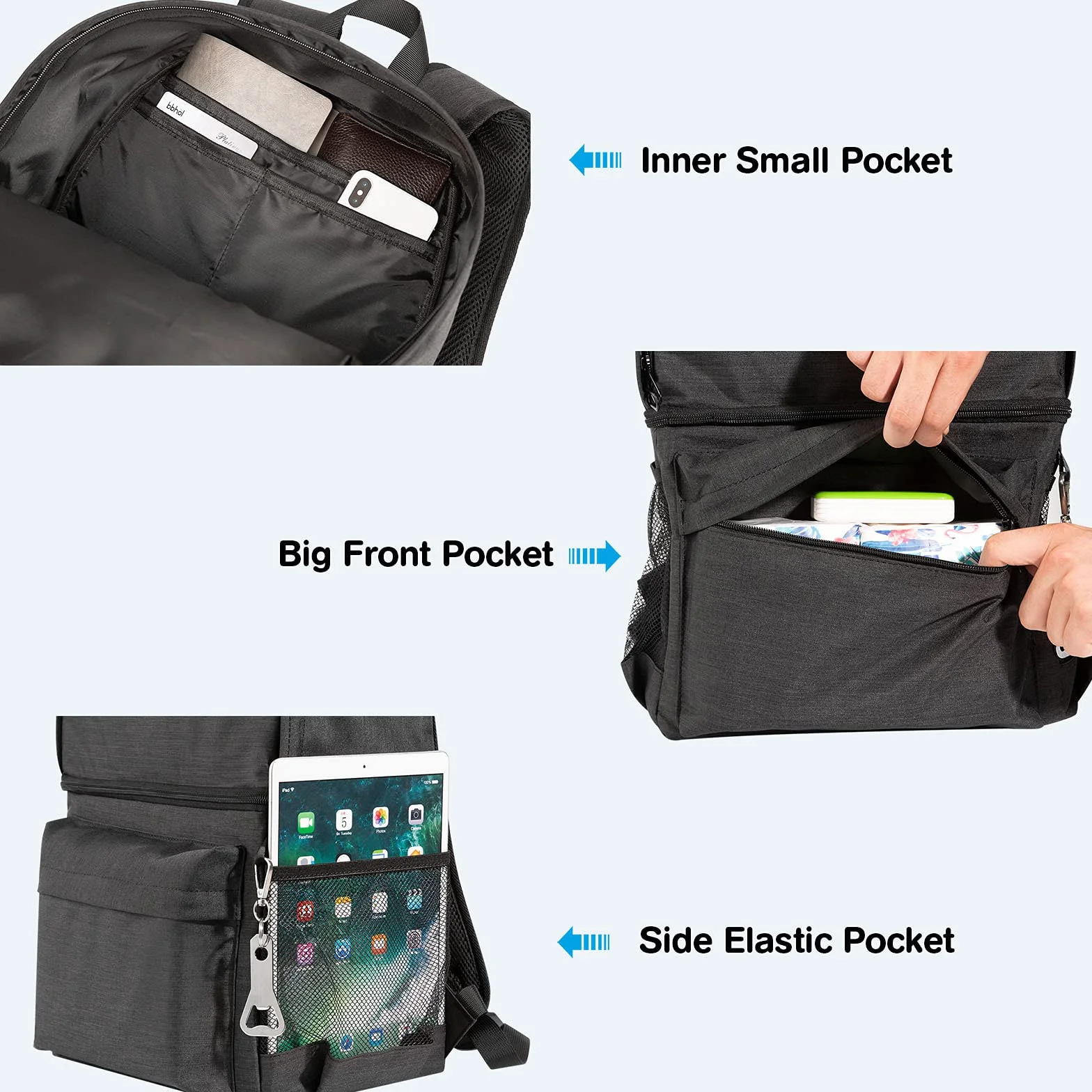 Kühlrucksack 2-IN-1 Isoliertasche groß Kühltasche Thermo Rucksack Auslaufsichere Rucksack mit Kühlfach Perfekt für Picknicks, Strand Ausflüge, Wandern, Arbeiten &Familienausflüge(24 Dosen)