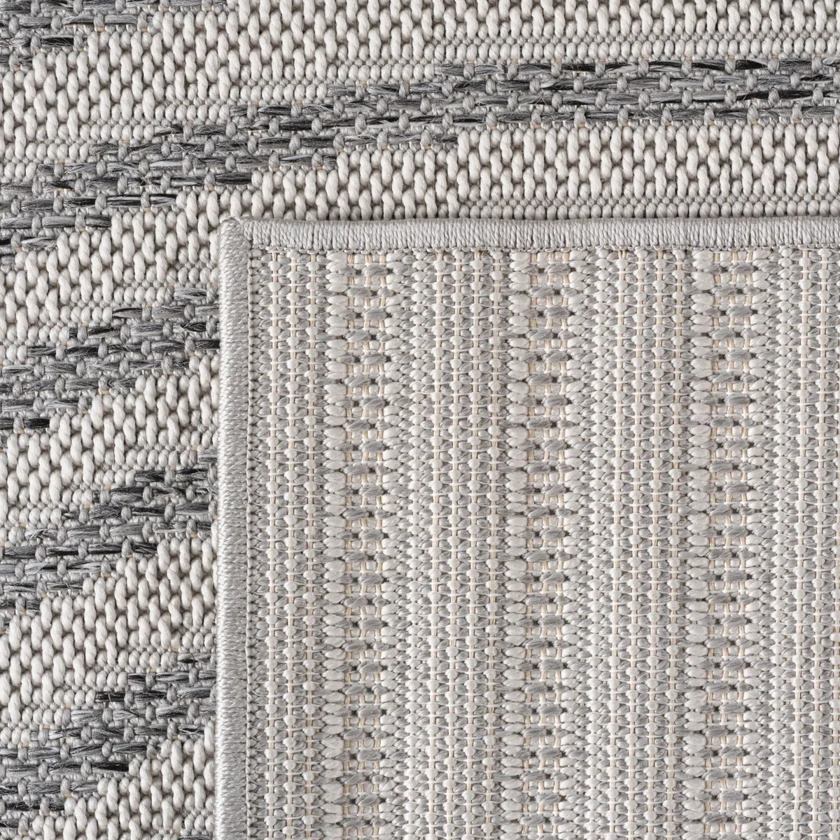 Teppium Outdoor Teppich Grau 160x230 cm, Wetterfest & UV-beständig, ideal für Küche, Balkon, Terrasse, Garten auch Wohnzimmer und Esszimmer, Skandinavisches Boho-Design