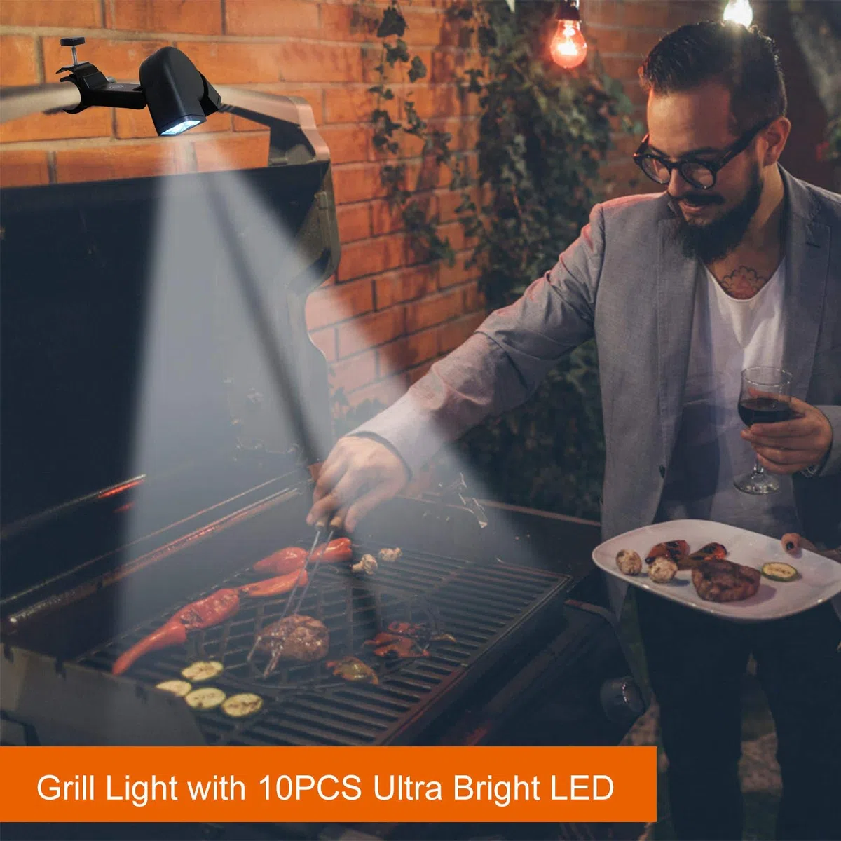 BBQ Grill Licht Grilllampe, Grilllichter Zum Grillen, Wasserdicht, Superhell, Grill-LED-Lampe, Hitzebeständig, Flexibel, Grilllicht für das Kochen Im Freien (Schwarz)