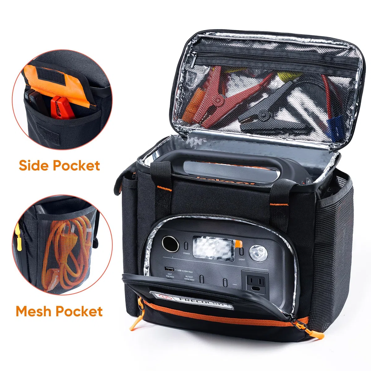 Reise-Tragetasche, kompatibel mit Jackery Explorer 300/240/160, tragbarer Kraftwerks-Aufbewahrungskoffer mit wasserdichtem Boden und Vordertaschen für Jackery Zubehör, Solargenerator