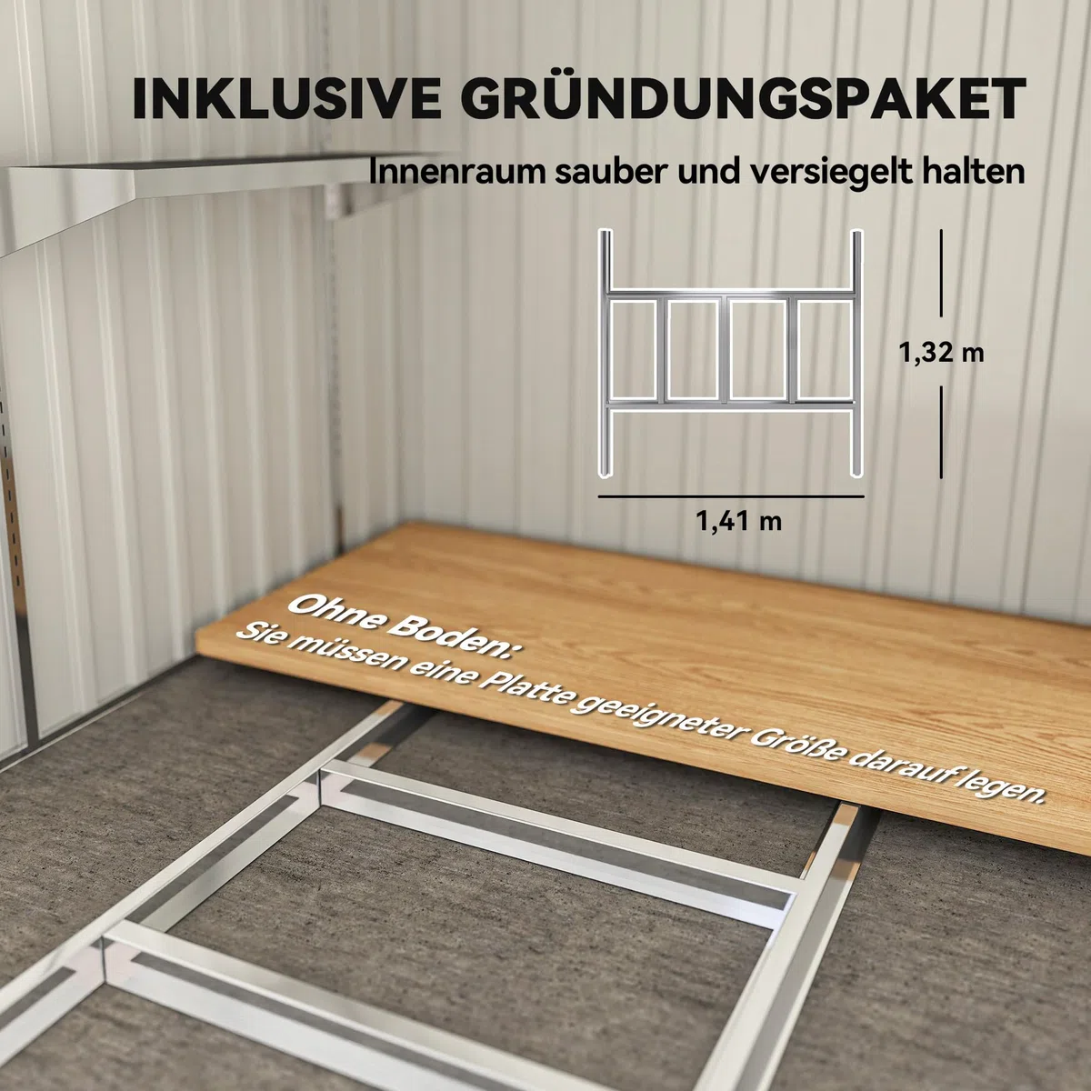 Outsunny Metall Gerätehaus 2,81m² 154x206,5x181 cm Geräteschuppen mit Pultdach Schiebetür wetterfest Hellgrau
