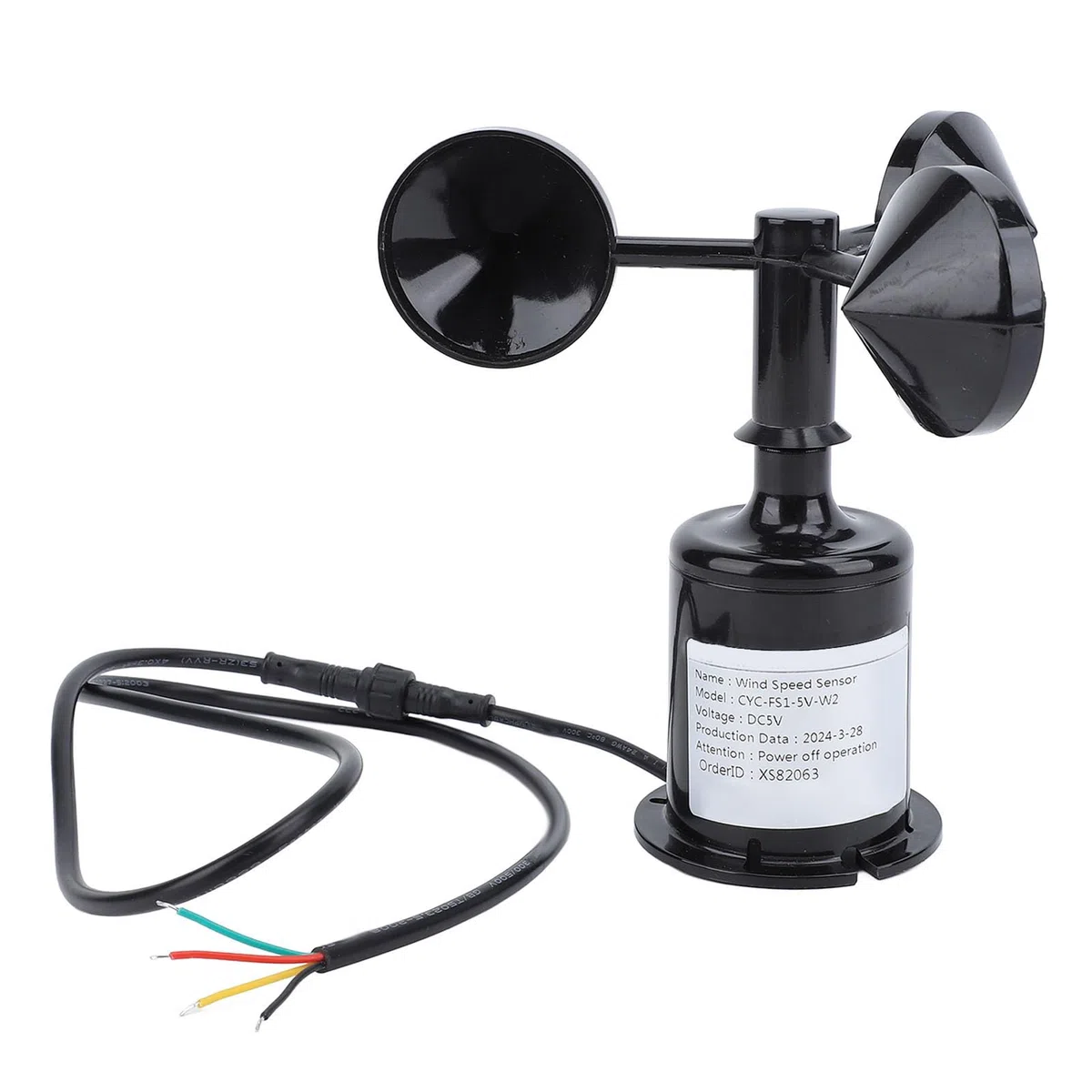 Windsensor Trans DC 5V Windgeschwindigkeitssensor Anemometer 0,8 m Kabel 3 Blatt