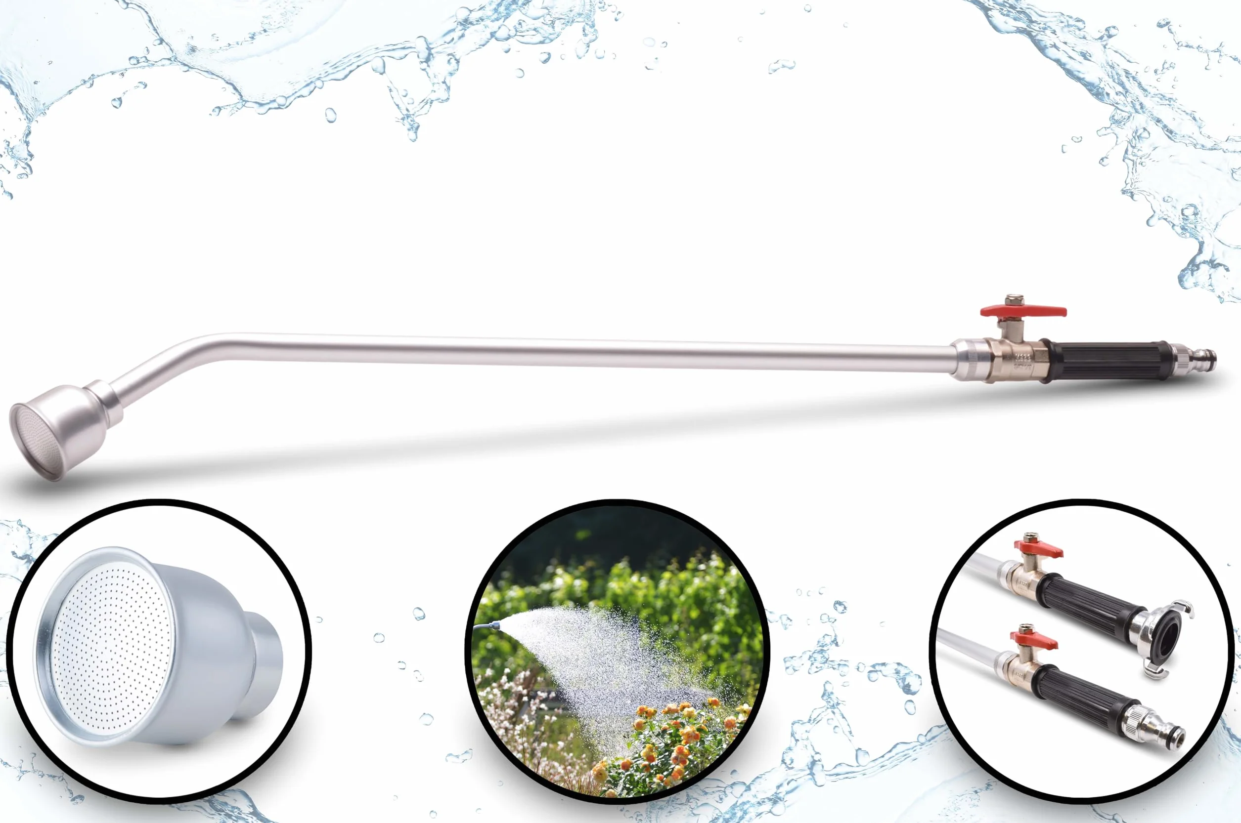 GRK/S 800 Profi Gießstab | Gießgerät | Gartenbrause | Gießlanze | komplett Metall | Aluminium | Kugelventil | Steckverbindung und Klauenkupplung