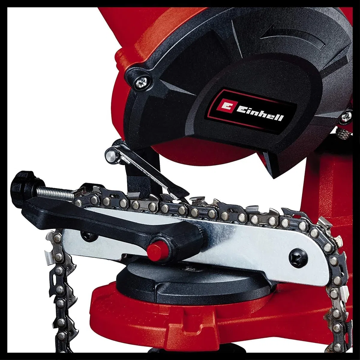 Einhell Akku-Sägekettenschärfgerät GE-CS 18 Li – Solo (Tiefenbegrenzung, Kettenspannvorrichtung, präzise Schleifwinkeleinstellung, LED Licht)