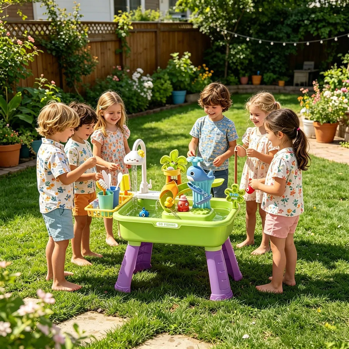Wasserspieltisch für Kleinkinder, 2026 Upgrade Wasserspieltisch Kinder mit Wasserpumpe, Neuartige Spieltischs Sand und Wasser, Garten WasserSpieltischs für Kinder, Outdoor Sensorik Spielzeug