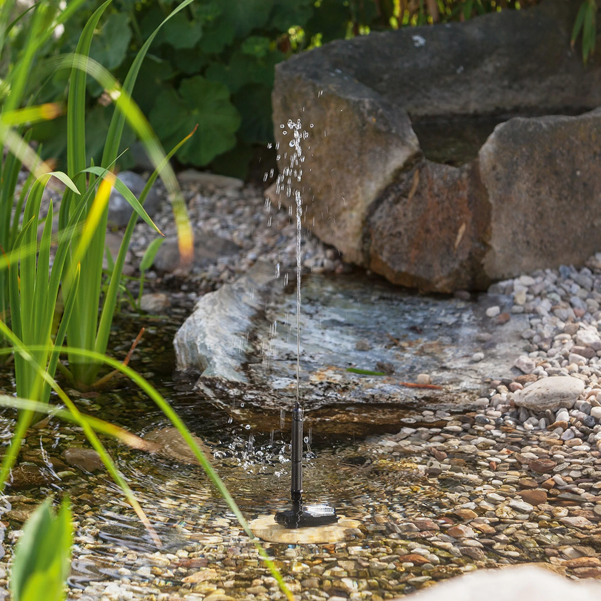 esotec Solar Teichpumpenset 5/250 mit 5 W Solarmodul, Solarbrunnen, Wasserspiel Garten, Solarteichpumpe, Springbrunnen 101763