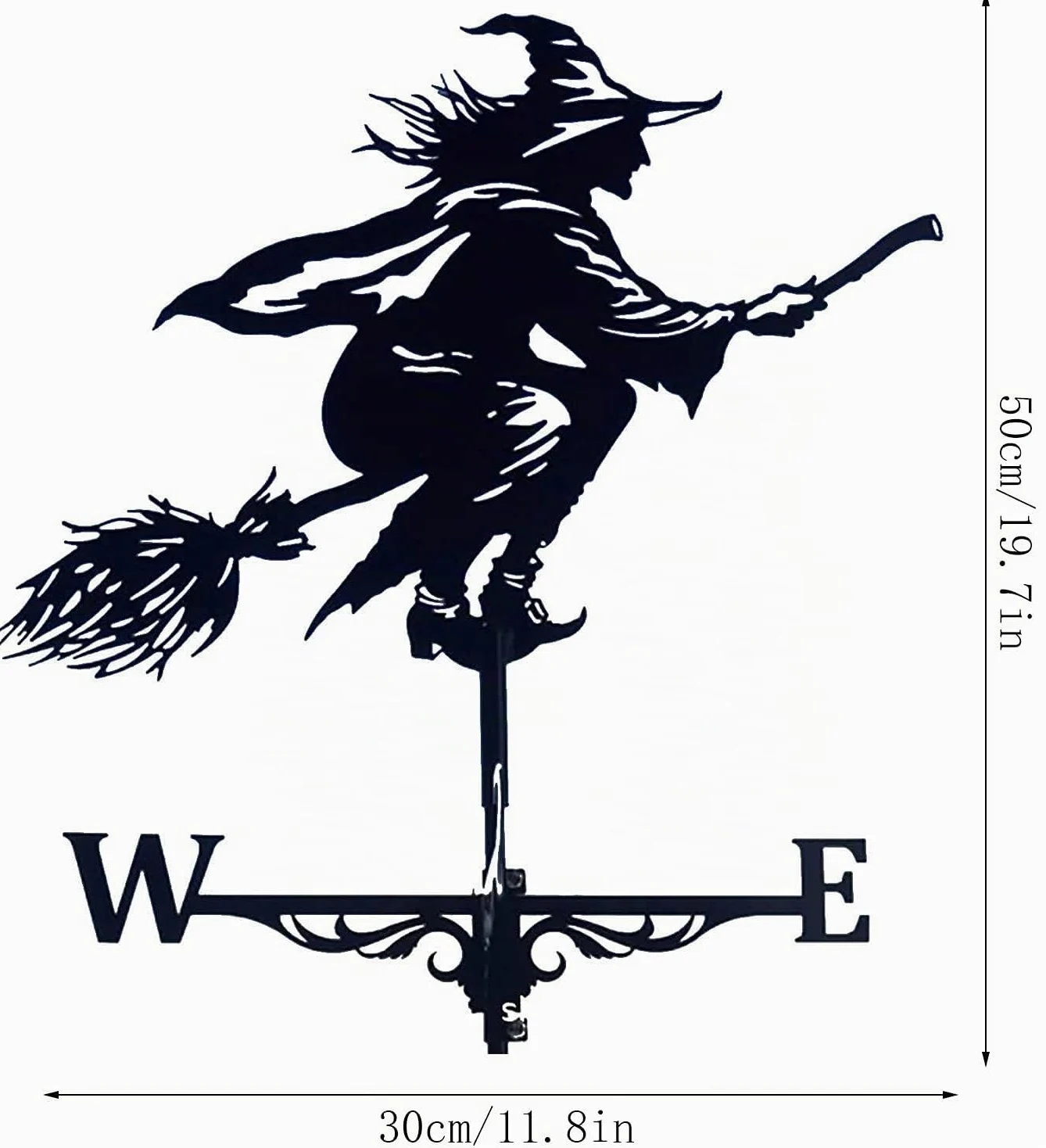 Alnicov Wetterfahne aus Metall, Witch Wetterfahne aus Edelstahl, mit Dachhalterung, Gartendekoration für den Außenbereich, Bauernhof, Garten, Pavillon
