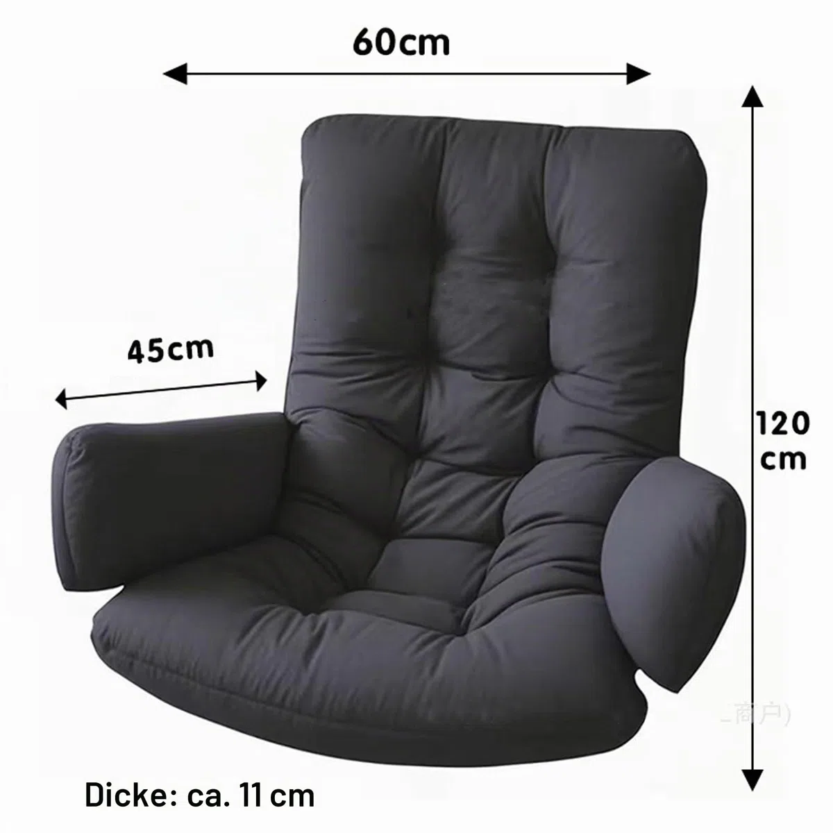 Verdicktes Polyester-Kissen mit Rückenlehne für Hängesessel, Garten-Cocoons und Eierstühle - Bequemes Sitzpolster(Dark Gray)