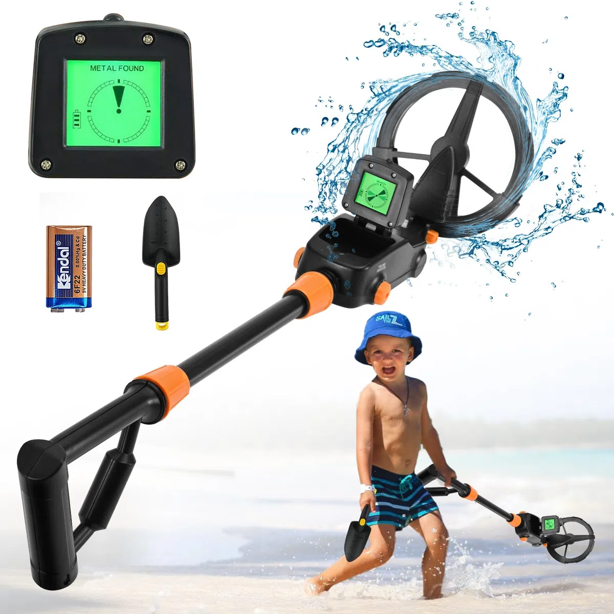 Metalldetektor Kinder, Leichtgewicht Metallsuchgeräte mit LCD und TON-Anzeige, Hochempfindlicher Metallsuchgerät mit wasserdichter Suchspule für Kinder oder Anfänger