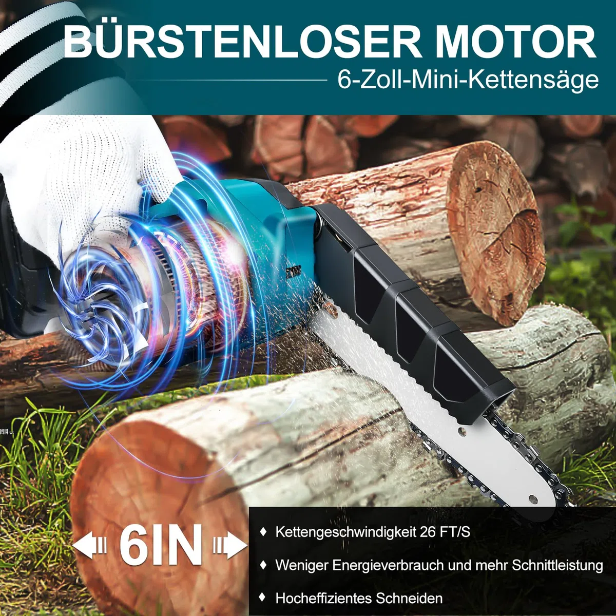 Bürstenlose 6 Zoll Mini Kettensäge für Makita 18V LXT (Kein Akku), Kabellose Einhand Ersatz Kettensägen für Makita Battery, Elektro Chainsaw Chain Saw für Holzschneiden/Baumbeschneiden/Gartenscheren