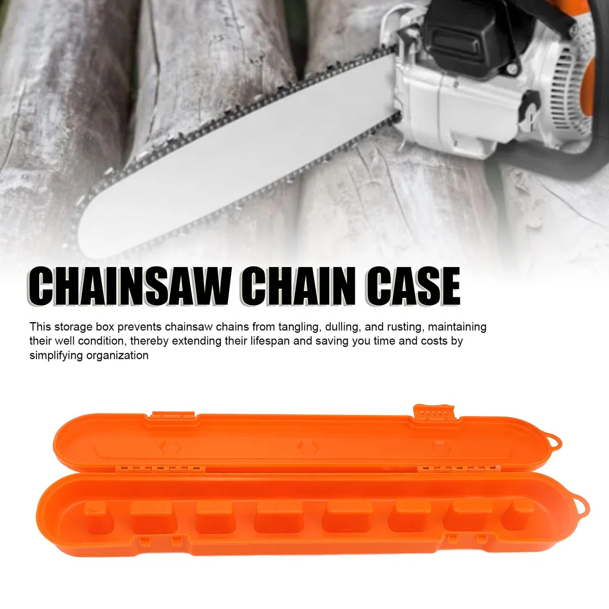 Kettensägenkettengehäuse für Kettensägenketten Unter 20 Zoll Kettensägen -Kettenspeicher Hülle Tragbarer Kettensägenhalterkettenorganisator (ORANGE)