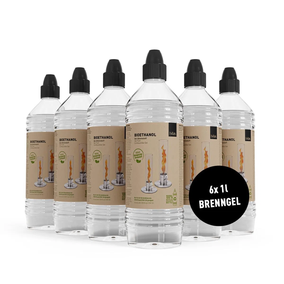 höfats Spin Bioethanol Brenngel 6x1L Nachfüllflasche Zubehör für Tischfeuer 90 120