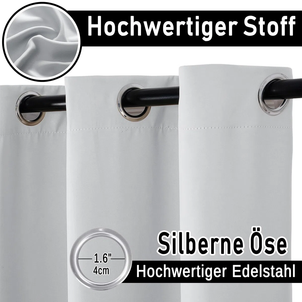 Outdoor-Vorhang wetterfest, 1 Stück blickdichte Sonnenschutzgardine mit Ösen, wasserdicht – in 24 Farben als Sichtschutz für Veranda, Pavillon & Laube - H213 x B132cm