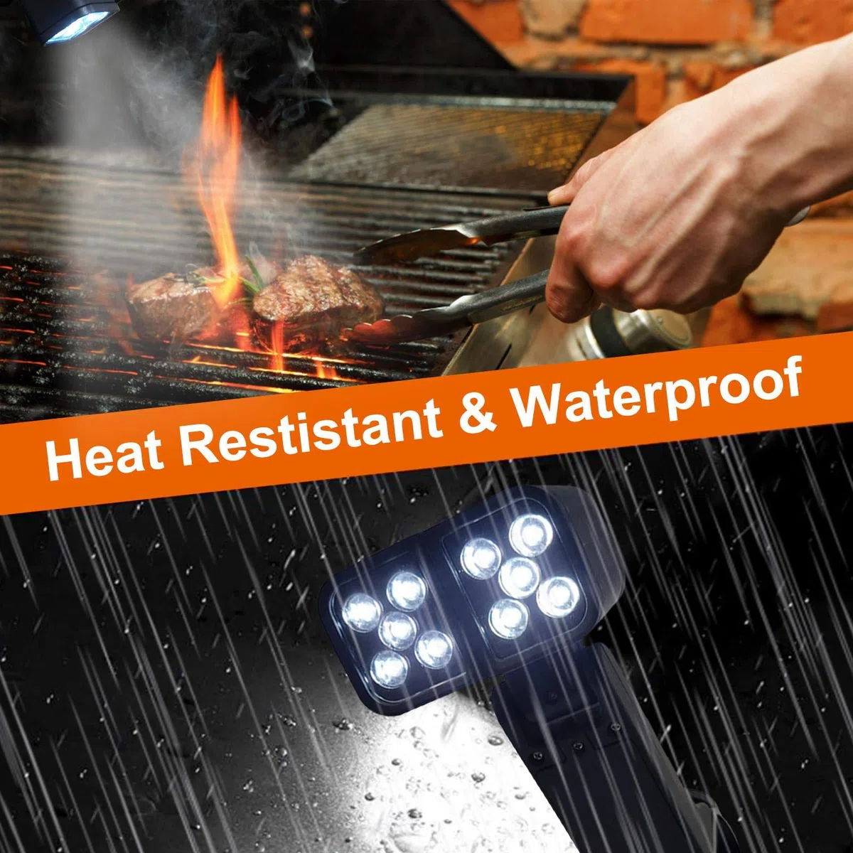 BBQ Grill Licht Grilllampe, Grilllichter Zum Grillen, Wasserdicht, Superhell, Grill-LED-Lampe, Hitzebeständig, Flexibel, Grilllicht für das Kochen Im Freien (Schwarz)