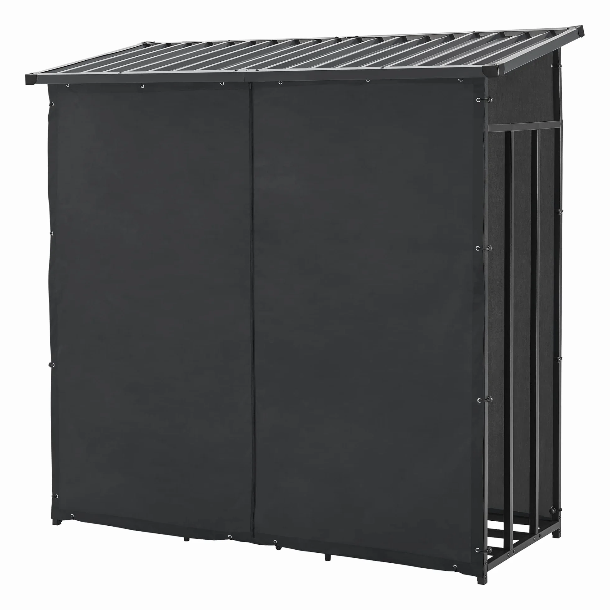 Kaminholzregal Yakutat Brennholzunterstand außen Metall 185 x 180 x 70 cm Schwarz