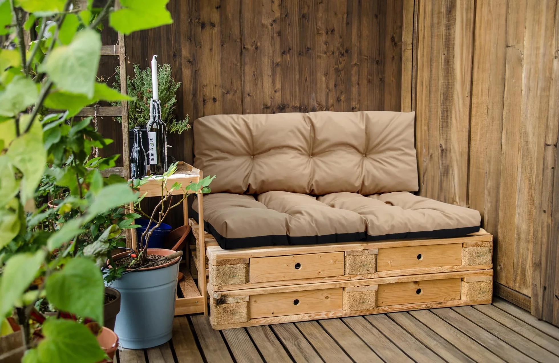 Amazinggirl Palettenkissen Outdoor Kissen Rückenkissen 120x40 cm - Auflagen für Paletten Europaletten Palettensofa und Palettenmöbel Palettenpolster 120 x 40 Beige