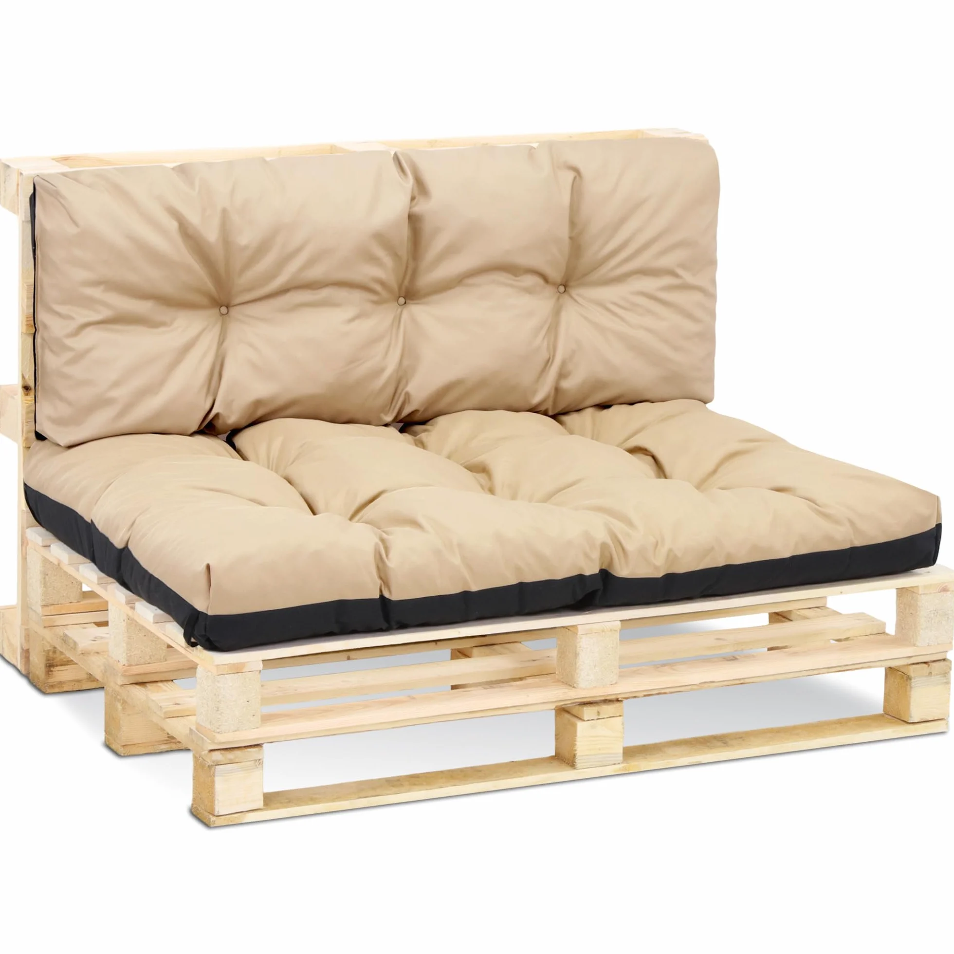 Amazinggirl Palettenkissen Outdoor Waschbar Set: 40x120 cm + 80x120 cm - Pallettensitzkissen Europaletten Sitzkissen Polster Beige