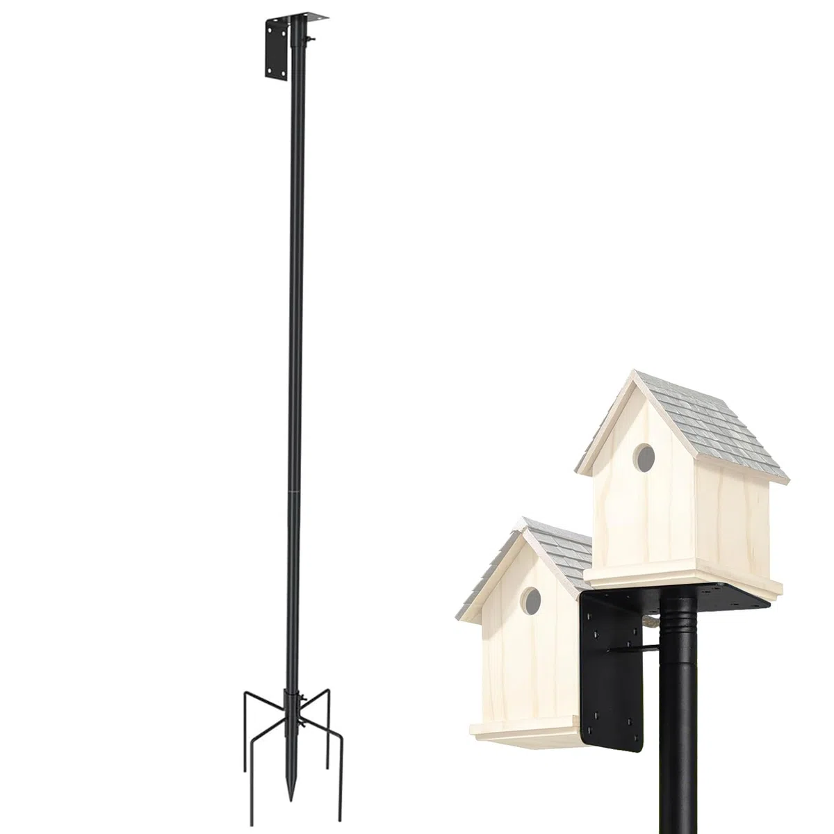 Vogelhaus-Stangenhalterungsset, Vogelhausständer Metall Universal-Montageständersatz mit 5-Zacken-Sockel, für Garten, Balkon, Outdoor, Hof (92 Zoll)
