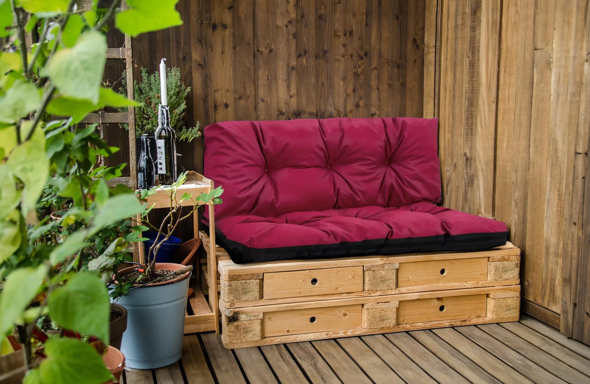 Amazinggirl Palettenkissen Outdoor Kissen Sitzkissen 120x80 cm - Auflagen für Paletten Europaletten Palettensofa und Palettenmöbel Palettenpolster 120 x 80 Bordeaux