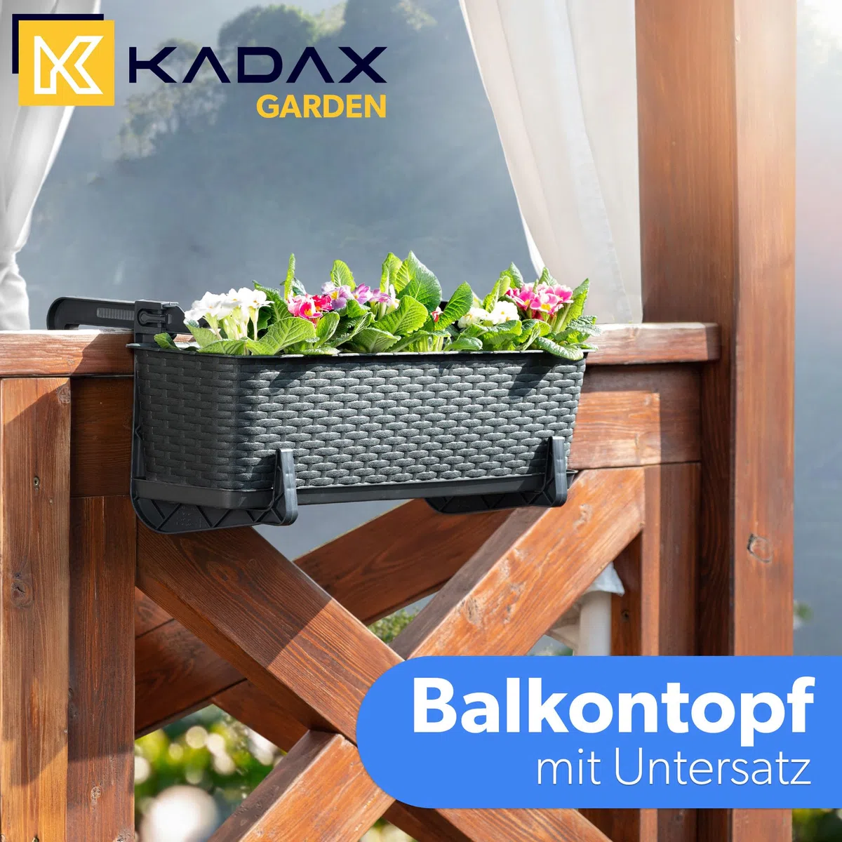 KADAX Blumenkasten 60 cm 3er Set Balkonkasten – Kunststoff Pflanzkasten für Balkon & Garten, Anthrazit, Wetterfest & Stabil, Ideal für Blumen & Kräuter