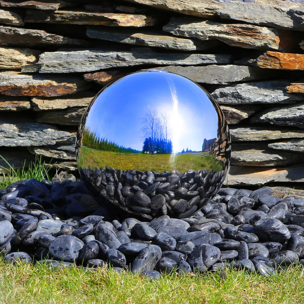 CLGarden Edelstahl Springbrunnen Kugel 20cm Ø poliert für Gartenbrunnen Kugelbrunnen Wasserspiel